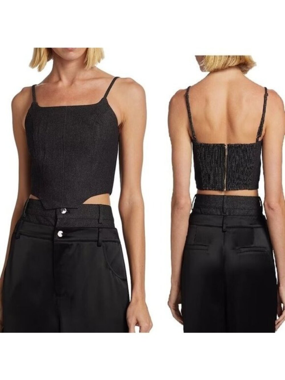 NWOT $161 NONCHALANT HUNTER CROP TOP IN BLACK SIZE XS